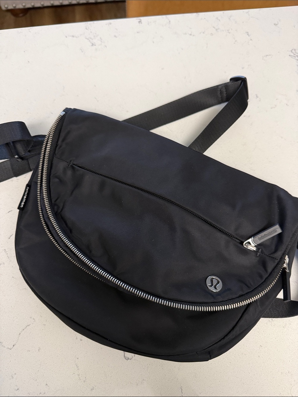 lululemon athletica Black Nylon Sling Belt Bag